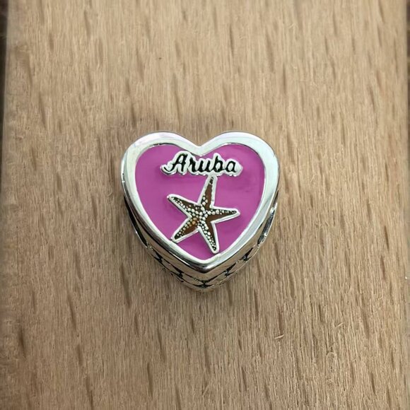 Pandora Aruba Exclusive Travel Heart Charm Pendant, S925 Silver Bracelets - Picture 1 of 4